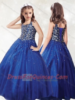 Affordable A Line Straps Little Girl Pageant Dress with Beading