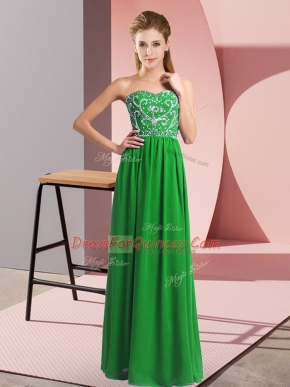 Floor Length Green Dress for Prom Sweetheart Sleeveless Lace Up