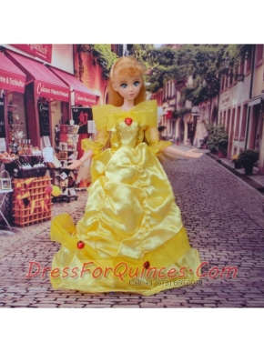 So Beautiful Yellow Appliques and Beading Made to Fit the Barbie Doll