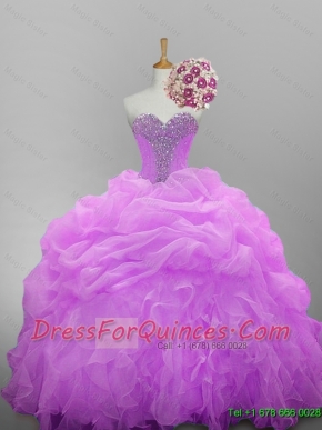 2015 Pretty Sweetheart Quinceanera Dresses with Beading and Ruffled Layers