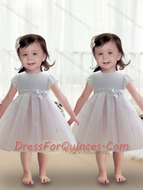 2016 Pretty Scoop Ball Gown Appliques Knee Length Toddler Dress