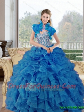 New Styles Beading and Ruffles Sweetheart Quinceanera Gown for 2015