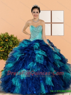 Beautiful Sweetheart Beading and Ruffles Quinceanera Dresses in Multi Color