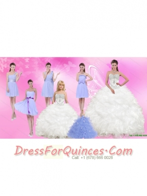 White Sweetheart Quinceanera Dress and Beautiful Short Dama Dresses and 2015 White Little Girl Dress