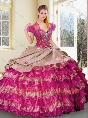 Wonderful Sweetheart Multi Color Quinceanera Gowns with Ruffled Layers