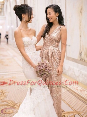 Designer Sequined Sleeveless Floor Length Prom Dress and Sequins