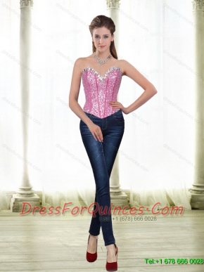 Beautiful 2015 Sweetheart Beading Corset in Pink