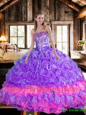 2016 Beautiful Ball Gown Multi Color Sweet 16 Dresses with Ruffles and Beading