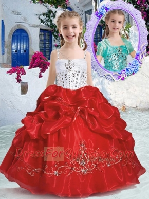 New Arrivals Spaghetti Straps Little Girl Pageant Dresses with Beading and Bubles
