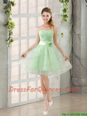 A Line Sweetheart Lace Up Junior Dress in Apple Green