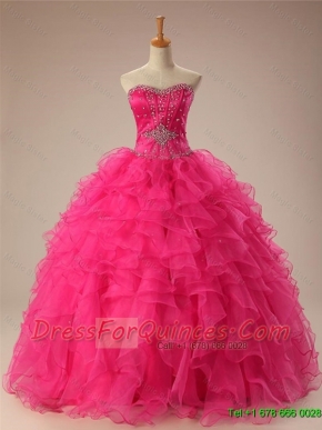 2015 Popular Beaded Quinceanera Dresses with Ruffles in Organza