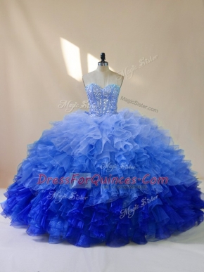 Vintage Sweetheart Sleeveless Lace Up 15 Quinceanera Dress Multi-color Organza