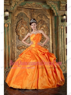 Orange Ball Gown Sweetheart Floor-length Taffeta Appliques Quinceanera Dress