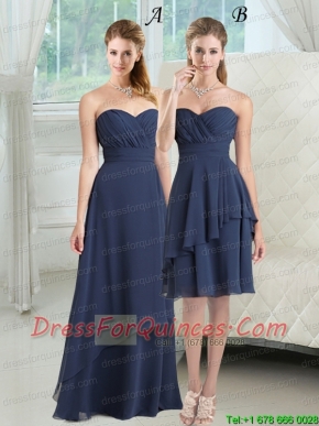 2015 New Style Sweetheart Ruching Christmas Party Dress in Navy Blue