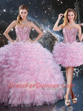 2016 Pretty Detachable Quinceanera Dresses with Beading and Ruffles