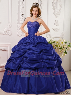 Classical Quinceanera Dresses In Navy Blue Ball Gown Sweetheart With Tafftea Appliques