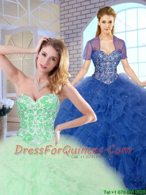 2016 Popular Ball Gown Sweet 16 Dresses with Beading and Ruffles