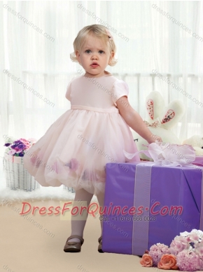 Sweet Scoop Cap Sleeves Toddler Dress in Baby Pink