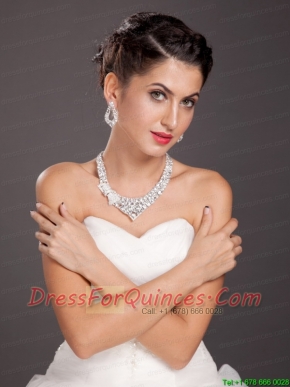 Exquisite Crystal Alloy Jewelry Set Including Necklace And Earrings