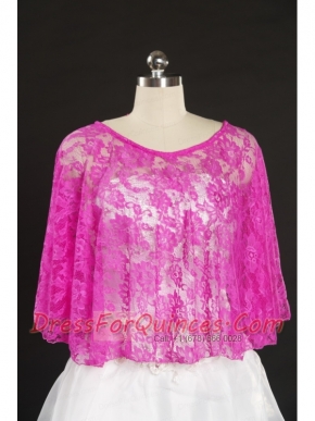 Elegant Hot Pink Beading Lace Wraps for 2015