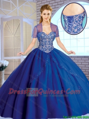 Classical Beading Sweetheart Quinceanera Gowns in Royal Blue