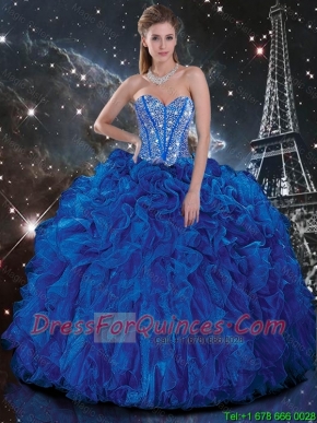 Pretty  Royal Blue Quinceanera Dresses with Beading and Ruffles