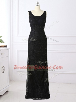 Exceptional Black Prom Dresses Prom and Military Ball and Sweet 16 with Lace Scoop Long Sleeves Zipper