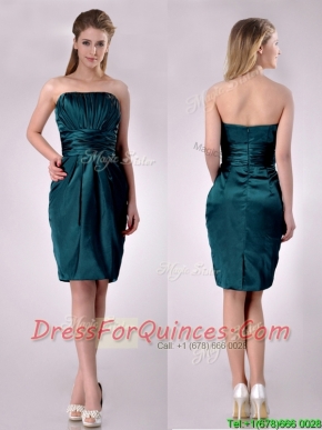 Exclusive Column Ruched Decorated Bodice Prom Dress in Hunter Green