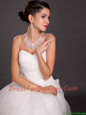 Shining Crystal Alloy Plated Wedding Jewelry Set Including Necklace And Earrings