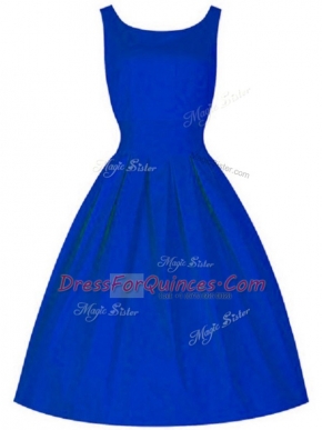 Royal Blue High-neck Lace Up Ruching Quinceanera Dama Dress Sleeveless