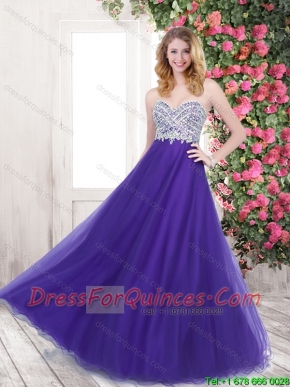 2016 Fashionable Spring Sweetheart Purple Prom Gowns with A Line