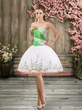 Fantastic White Sweetheart Lace Up Embroidery Homecoming Dress Sleeveless