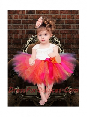 Cute Square Tulle Knee-length Little Girl Dresses with Zipper Up