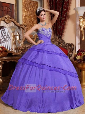Popular Purple Ball Gown Sweetheart Floor-length Taffeta Cheap Quinceanera Dresses