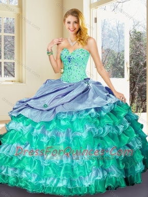 Perfect Ball Gown Multi Color Quinceanera Dresses with Ruffled Layers