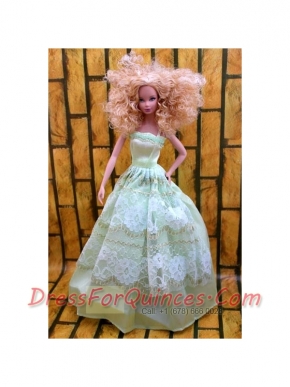 Cute Yellow Green Party Dress Made To Fit the Barbie Doll