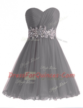 Nice Sweetheart Sleeveless Lace Up Prom Gown Grey Chiffon