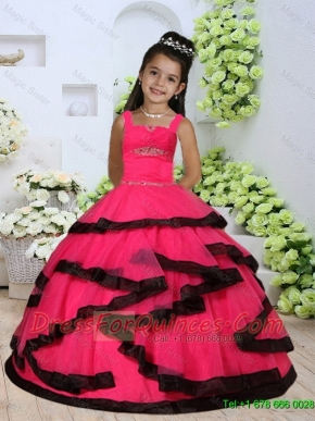 2016 Summer Beautiful Straps Beading Little Girl Dress with Layers and Ruching