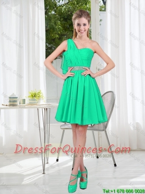 Custom Made A Line One Shoulder Beading Prom Dresses