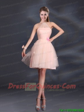 Tulle Appliques Mini Length 2015 Junior Dresses with Halter