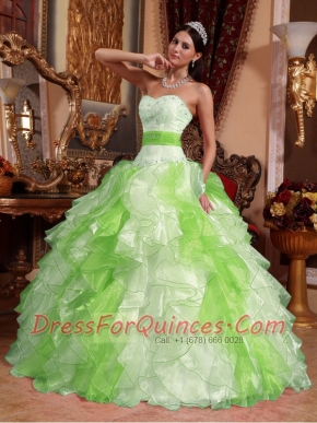 Multi-colored Ball Gown Sweetheart Pretty Quinceanera Dresses with  Organza Beading and Ruch