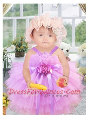 2014 Popular Ball Gown Ruffles Layers Little Girl Dress in Lavender