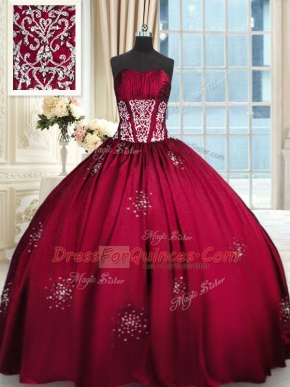 On Sale Sleeveless Lace Up Floor Length Beading and Appliques and Ruching Sweet 16 Dresses