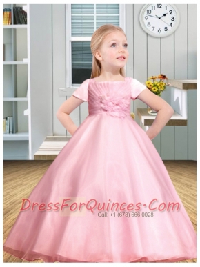 Ball Gown Floor-length Ruching and Appliques Square Flower Girl Dress for 2014
