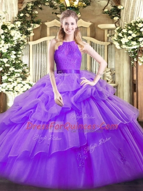 Sleeveless Lace and Ruffled Layers Zipper Sweet 16 Quinceanera Dress