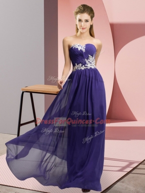 Luxurious Floor Length Empire Sleeveless Purple Prom Dress Lace Up
