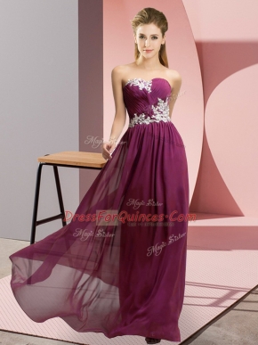 Dark Purple Prom and Party with Appliques Sweetheart Sleeveless Lace Up