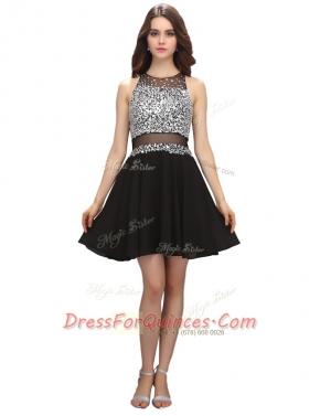 Fantastic Scoop Sleeveless Zipper Mini Length Beading Prom Evening Gown