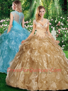 Beautiful A Line Cap Sleeves Quinceanera Dresses with Beading
