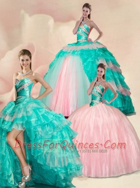 2015 New Style Beading and Ruffles Multi color Quinceanera Dress